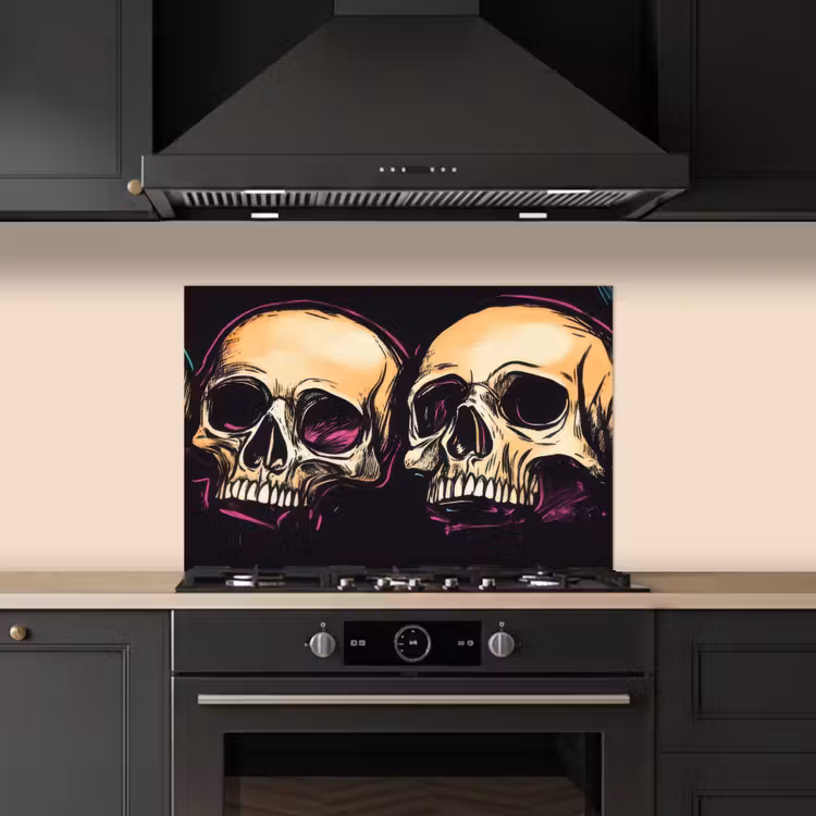 Spatscherm keuken - Schedels - Graffiti - Neon — 1