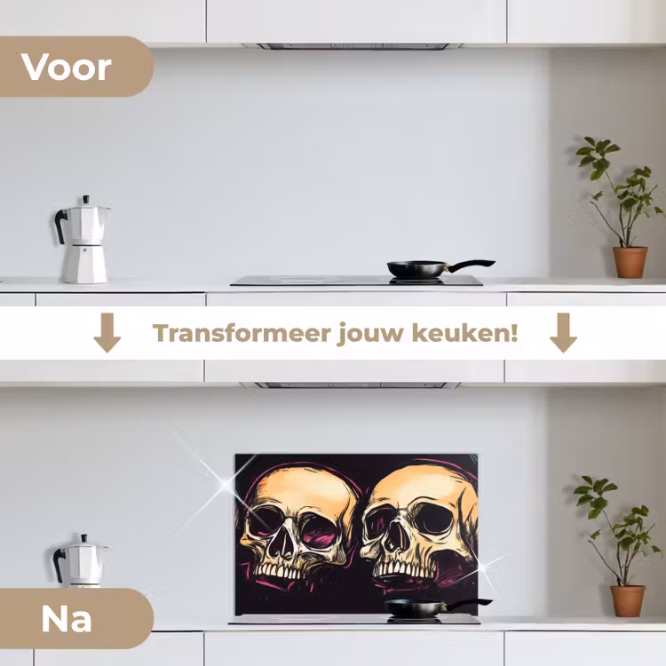Spatscherm keuken - Schedels - Graffiti - Neon — 2