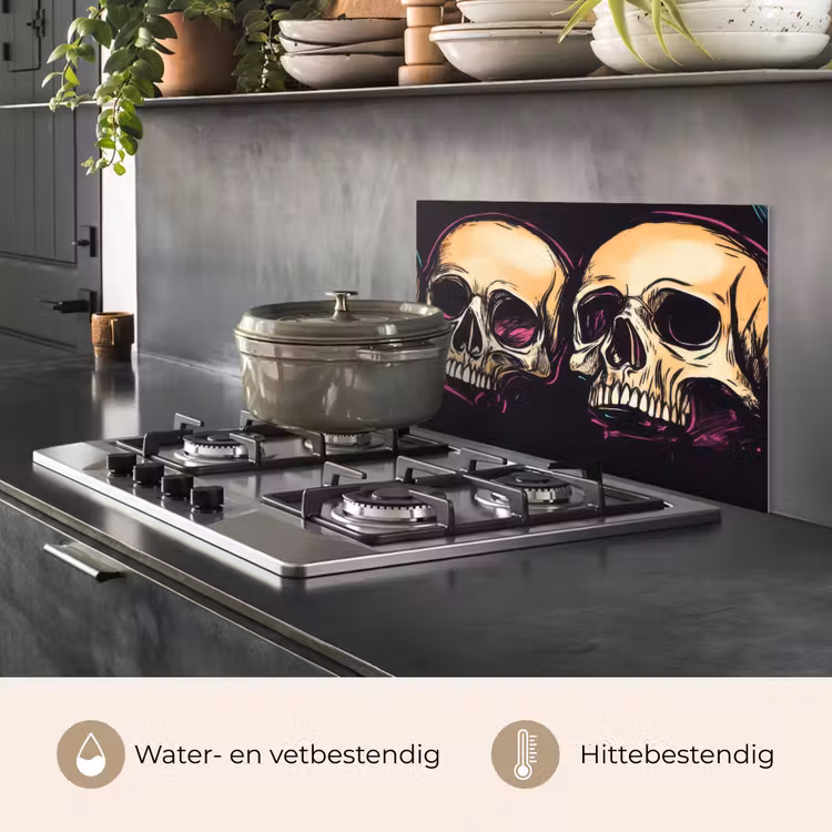 Spatscherm keuken - Schedels - Graffiti - Neon — 6