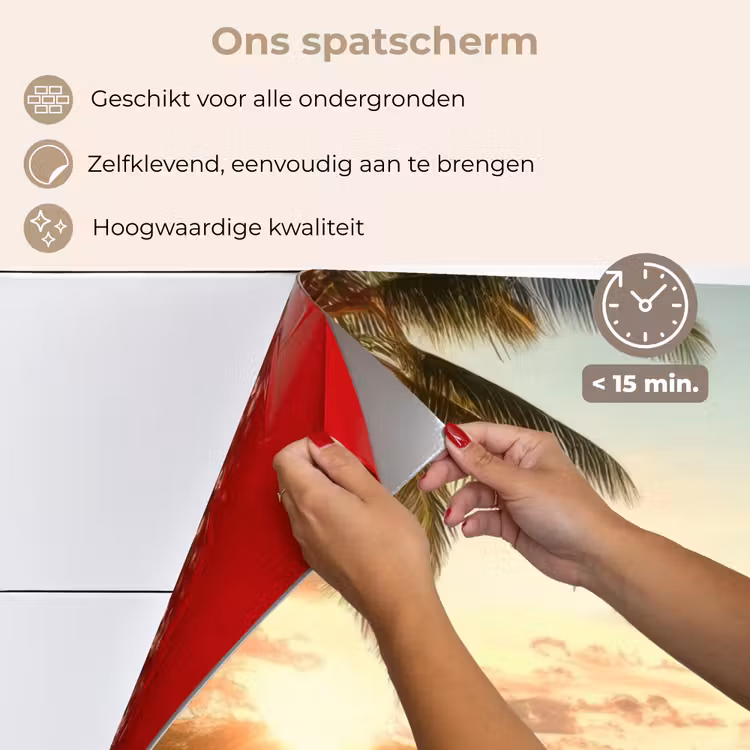 Spatscherm keuken - Strand - Palmbomen - Oceaan - Zonsondergang — 3
