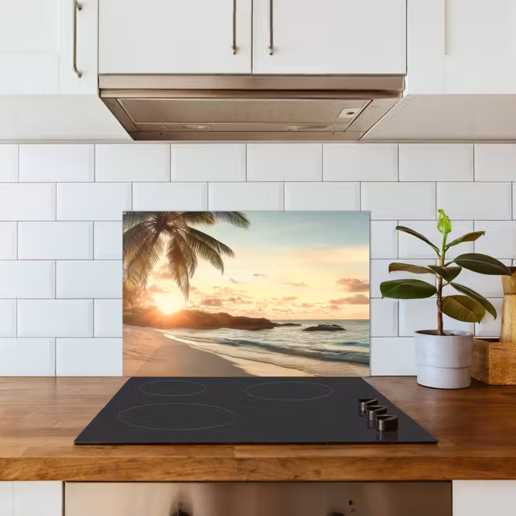 Spatscherm keuken - Strand - Palmbomen - Oceaan - Zonsondergang — 5