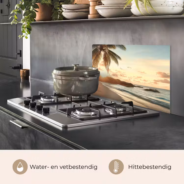 Spatscherm keuken - Strand - Palmbomen - Oceaan - Zonsondergang — 6