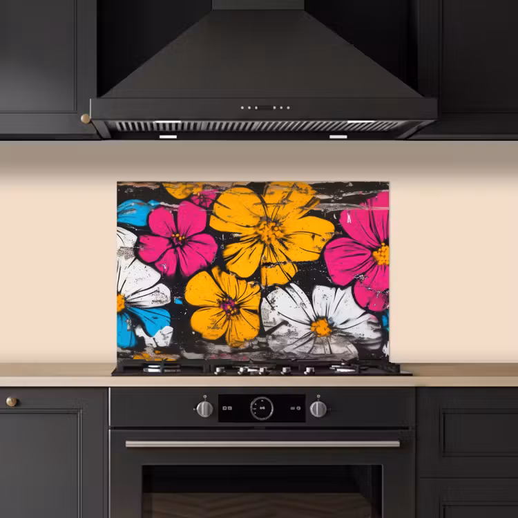 Spatscherm keuken - Street Art - Bloemen - Mix — 1