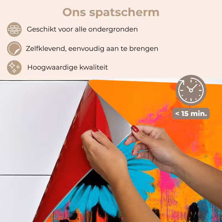 Spatscherm keuken - Zonnebloemen - Abstract - Oranje — 3