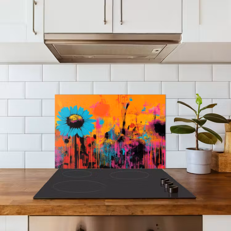 Spatscherm keuken - Zonnebloemen - Abstract - Oranje — 5