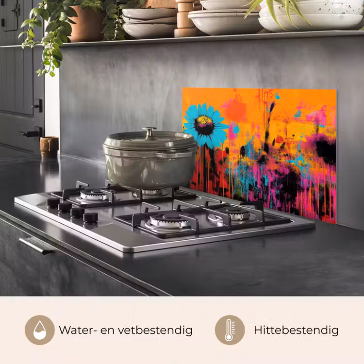 Spatscherm keuken - Zonnebloemen - Abstract - Oranje — 6