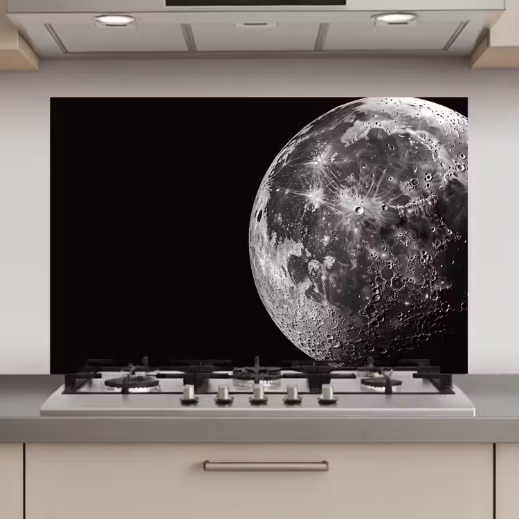 Spatscherm keuken - Close-up - Maan - Wit - Textuur — 1