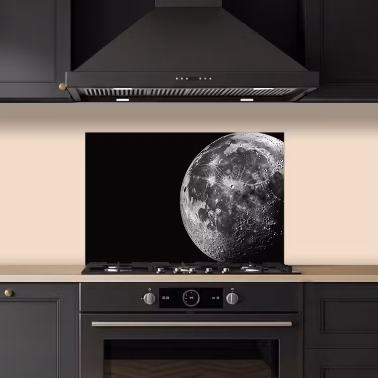 Spatscherm keuken - Close-up - Maan - Wit - Textuur — 2