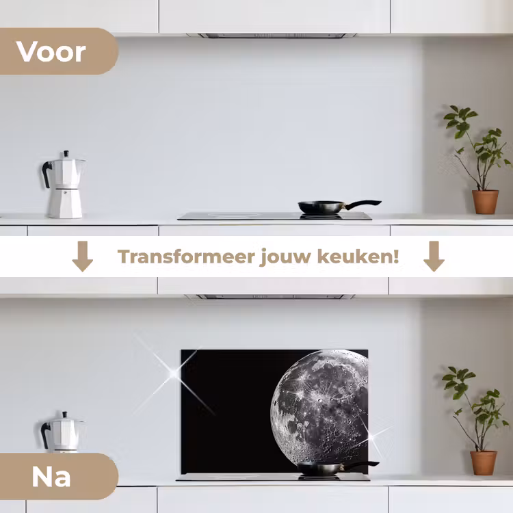 Spatscherm keuken - Close-up - Maan - Wit - Textuur — 3