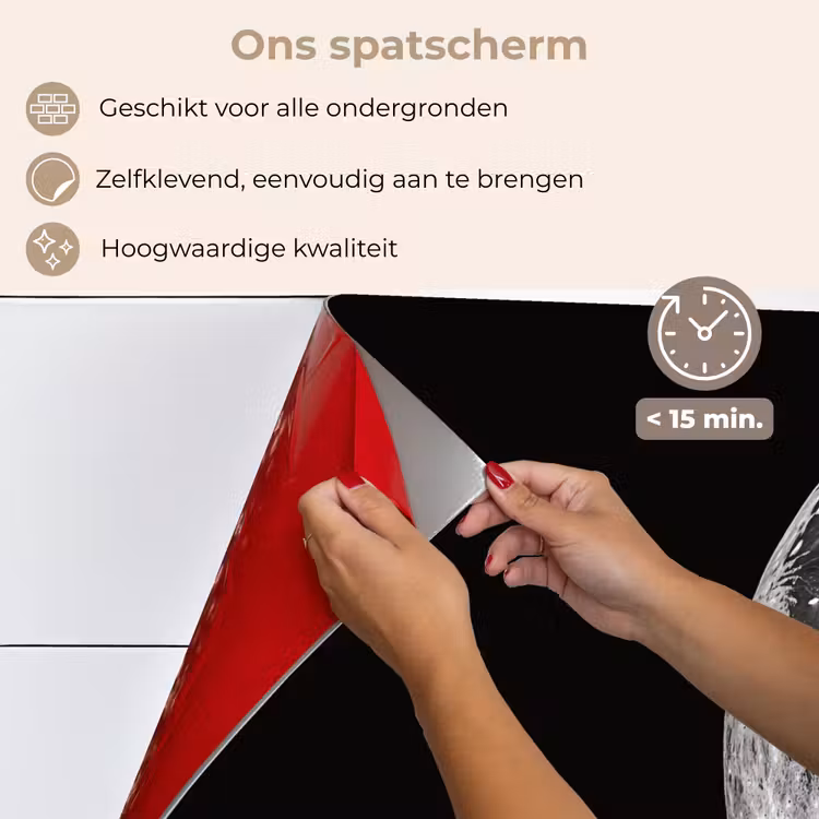 Spatscherm keuken - Close-up - Maan - Wit - Textuur — 4