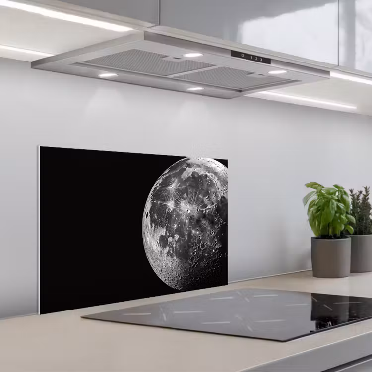 Spatscherm keuken - Close-up - Maan - Wit - Textuur — 5