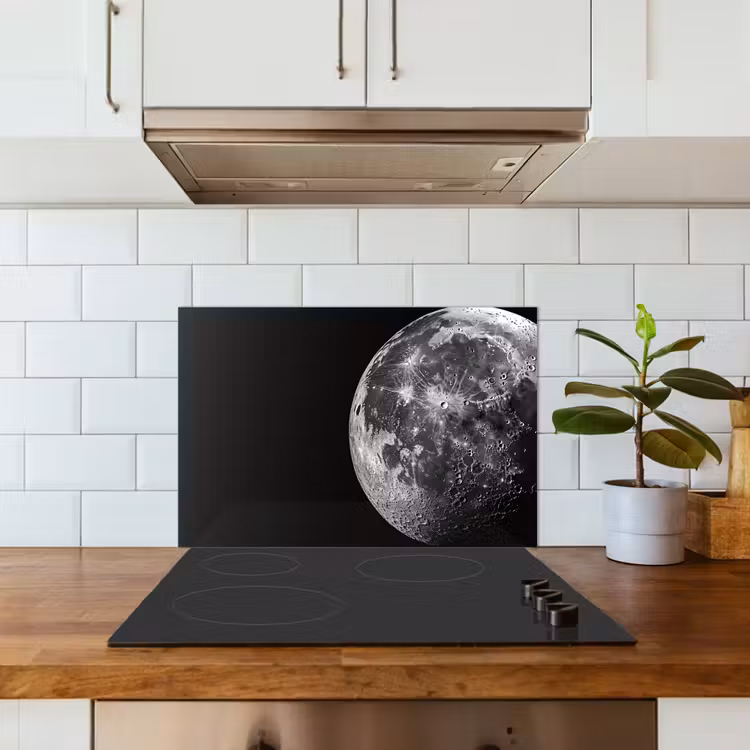 Spatscherm keuken - Close-up - Maan - Wit - Textuur — 6