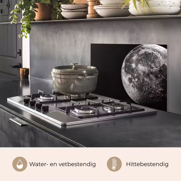 Spatscherm keuken - Close-up - Maan - Wit - Textuur — 7