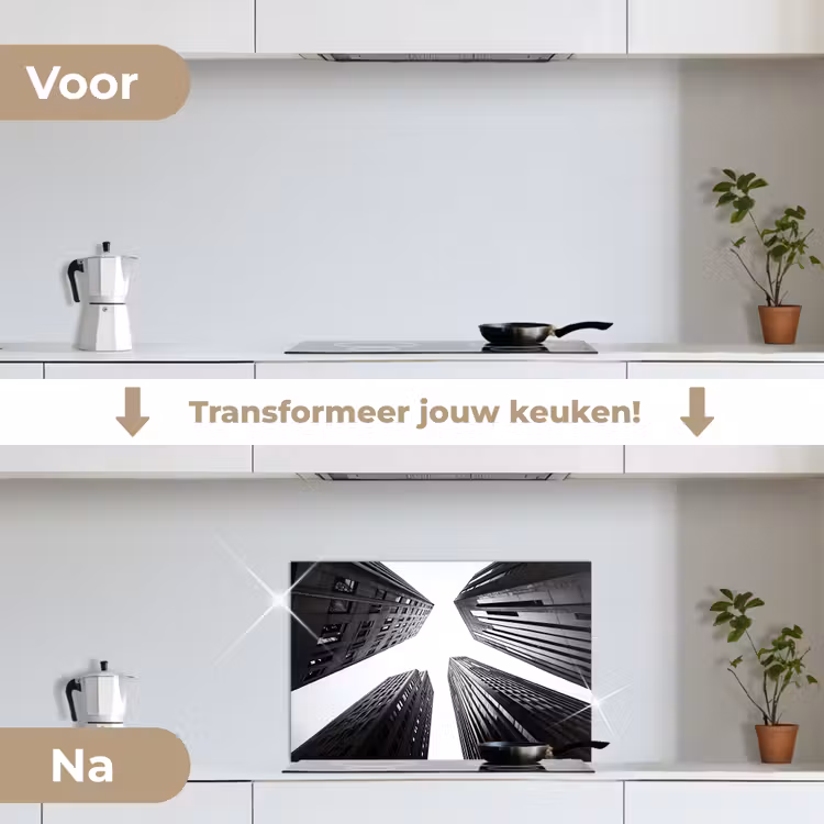 Spatscherm keuken - Gebouwen - Lucht - Zwart — 3