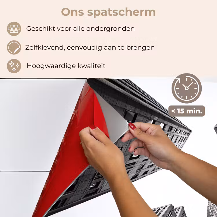 Spatscherm keuken - Gebouwen - Lucht - Zwart — 4