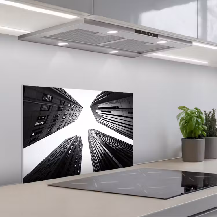 Spatscherm keuken - Gebouwen - Lucht - Zwart — 5