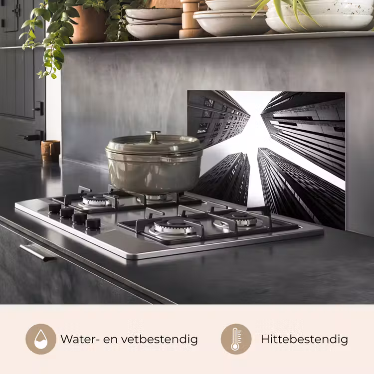 Spatscherm keuken - Gebouwen - Lucht - Zwart — 7