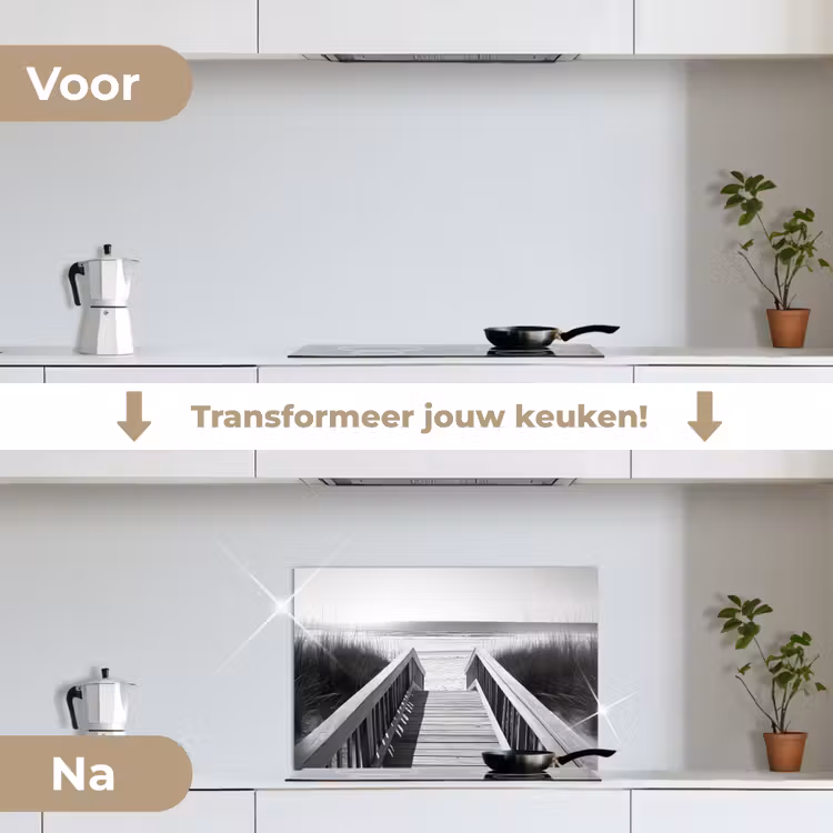 Spatscherm keuken - Loopbrug - Hout - Strand - Zee — 3