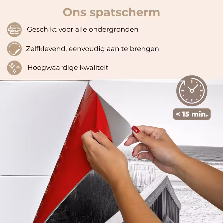 Spatscherm keuken - Loopbrug - Hout - Strand - Zee — 4
