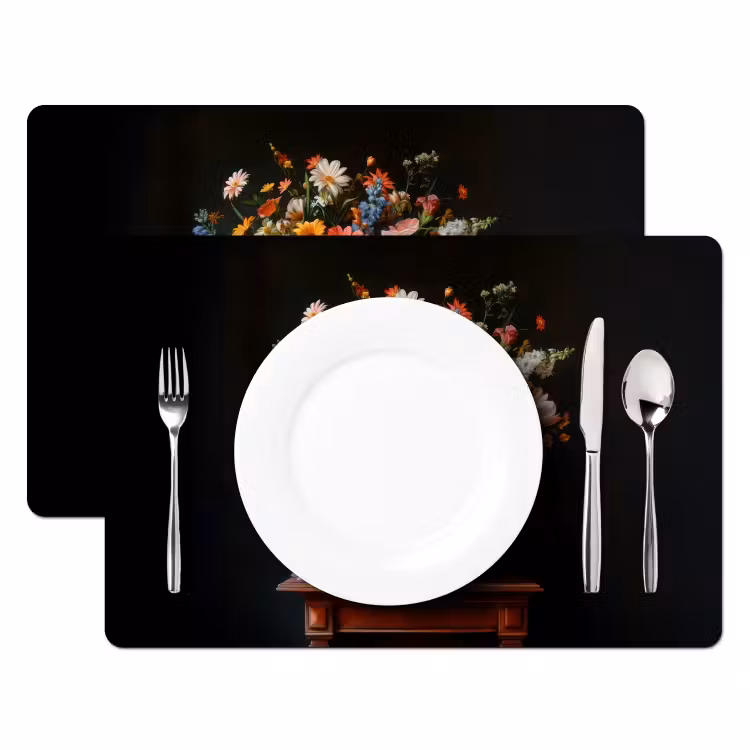 Placemat - 6 stuks - Boeket - Roze - Bloemen - Vaas — 2