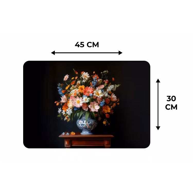 Placemat - 6 stuks - Boeket - Roze - Bloemen - Vaas — 3