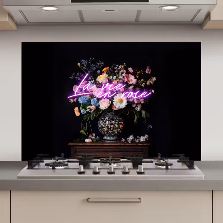 Spatscherm keuken - Neon - Vaas - Bloemen — 1