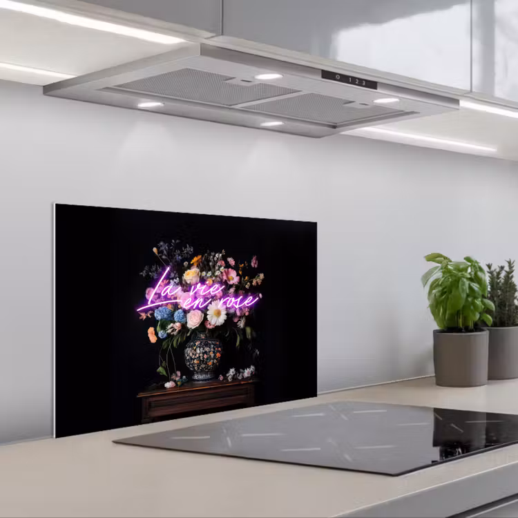 Spatscherm keuken - Neon - Vaas - Bloemen — 5