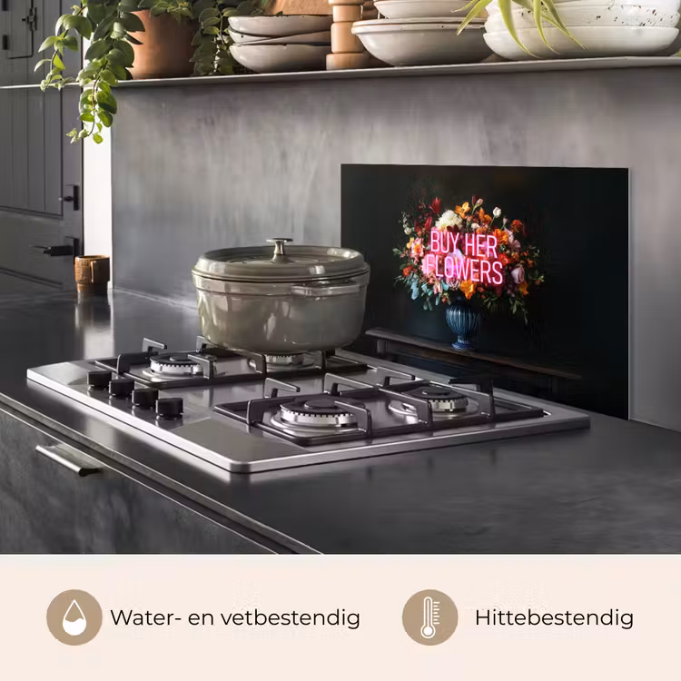 Spatscherm keuken - Quote - Bloemen - Vaas - Neon — 7