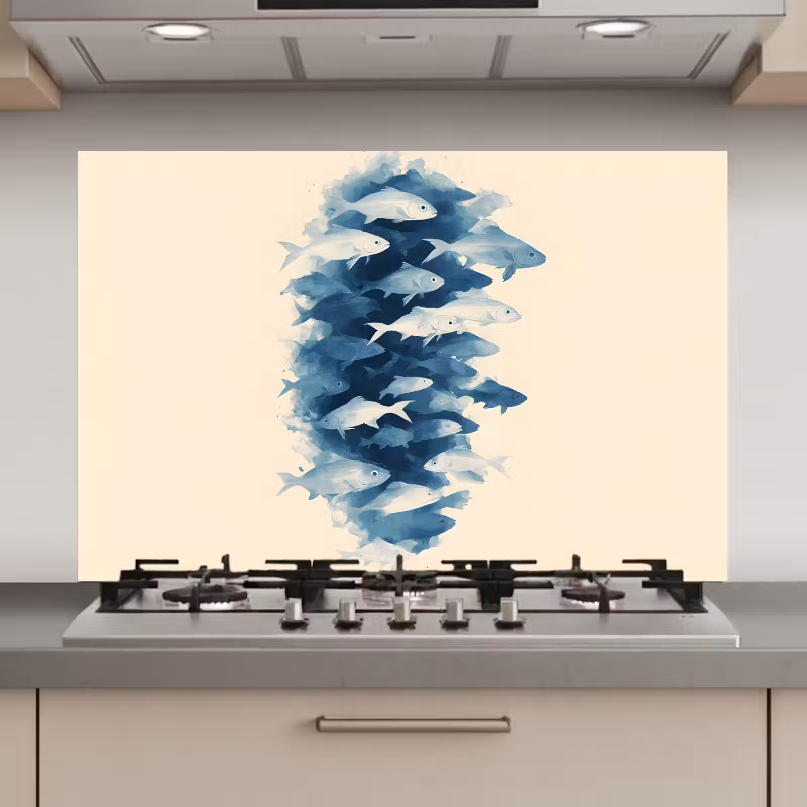 Spatscherm keuken - Vissen - Minimalistisch - Blauw — 1