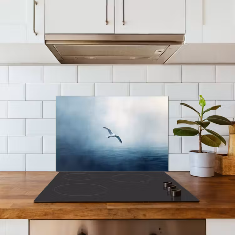 Spatscherm keuken - Meeuw - Wit - Zee - Mistig — 6