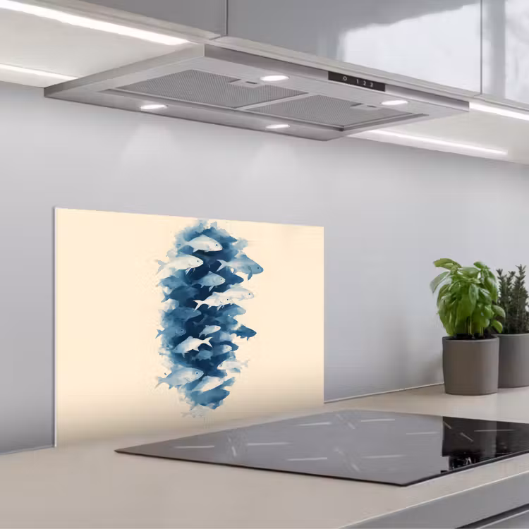 Spatscherm keuken - Vissen - Minimalistisch - Blauw — 5
