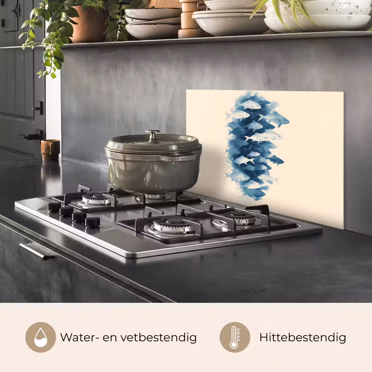 Spatscherm keuken - Vissen - Minimalistisch - Blauw — 7