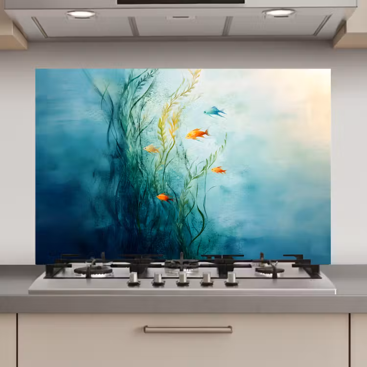 Spatscherm keuken - Waterplanten - Vissen - Kleurrijk - Water — 1
