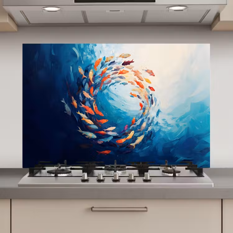 Spatscherm keuken - Zee - Vissen - Kleurrijk - Dynamisch — 1