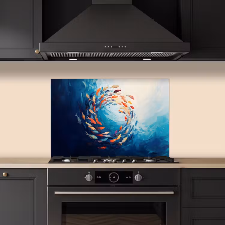 Spatscherm keuken - Zee - Vissen - Kleurrijk - Dynamisch — 2