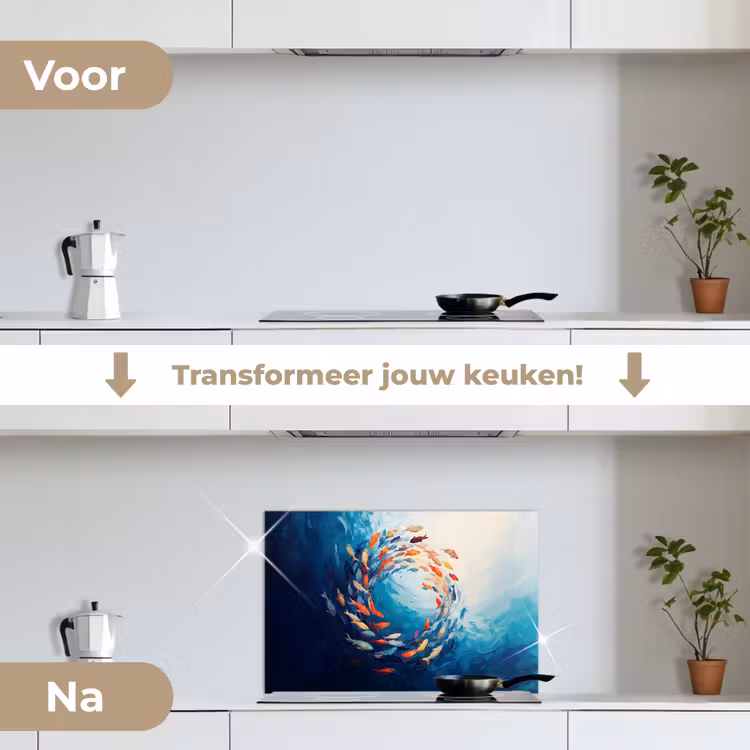 Spatscherm keuken - Zee - Vissen - Kleurrijk - Dynamisch — 3