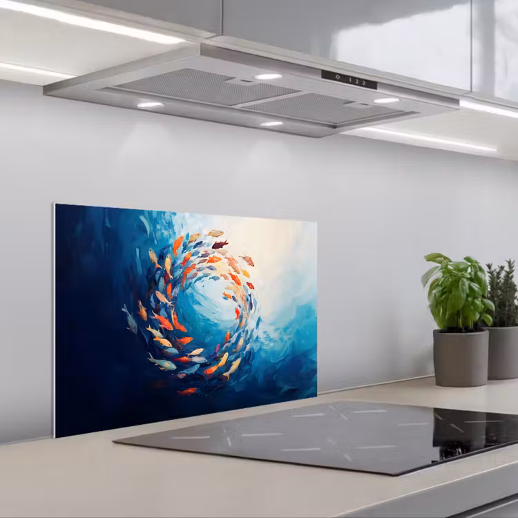 Spatscherm keuken - Zee - Vissen - Kleurrijk - Dynamisch — 5