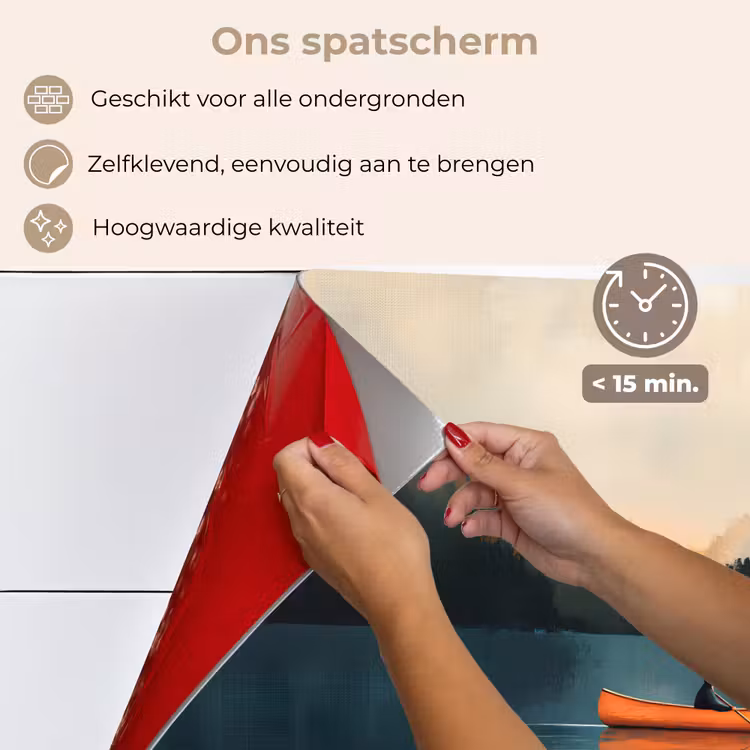 Spatscherm keuken - Bossen - Meer - Kano - Oranje — 4