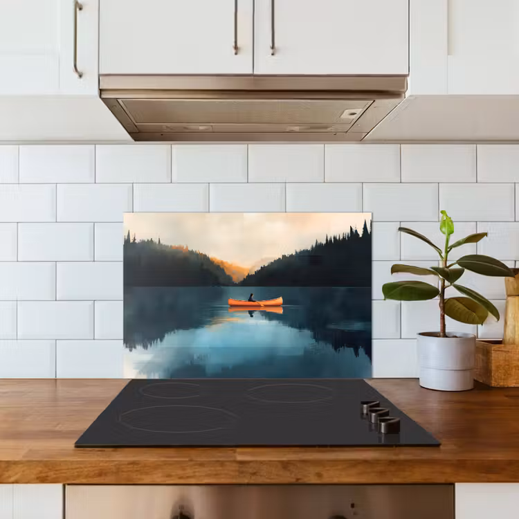 Spatscherm keuken - Bossen - Meer - Kano - Oranje — 6