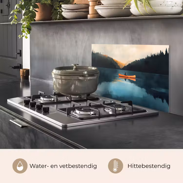 Spatscherm keuken - Bossen - Meer - Kano - Oranje — 7