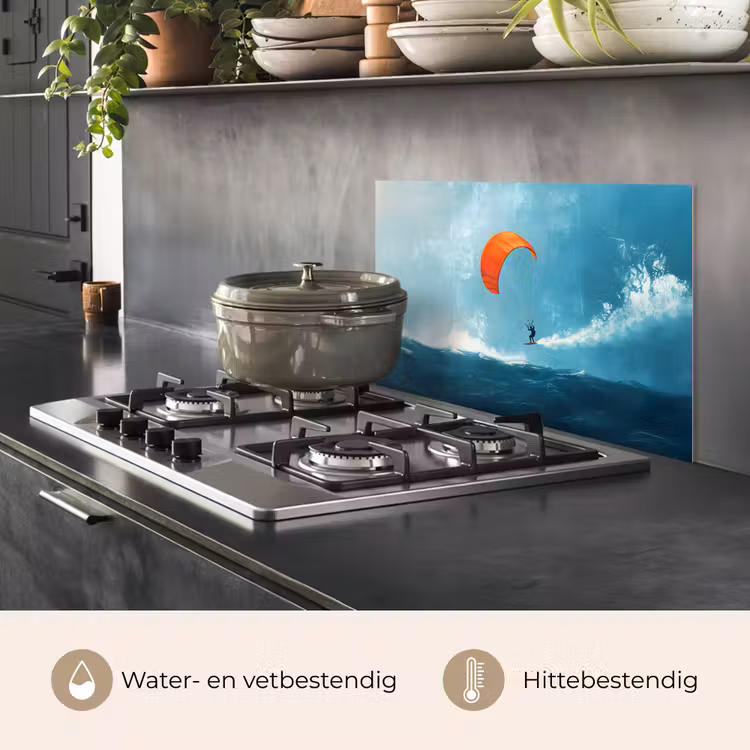 Spatscherm keuken - Kitesurfer - Oranje - Zee - Lucht — 7