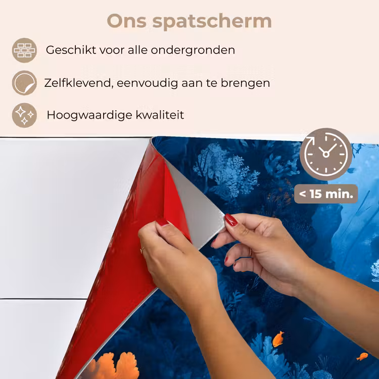 Spatscherm keuken - Koraalrif - Vissen - Oceaan - Blauw — 4