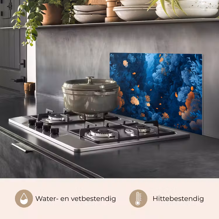 Spatscherm keuken - Koraalrif - Vissen - Oceaan - Blauw — 7