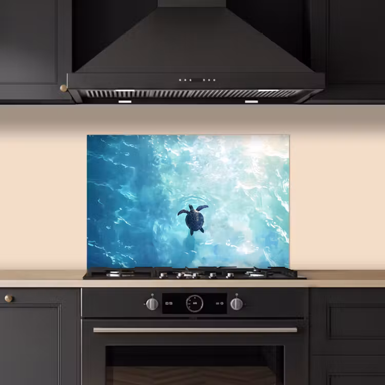 Spatscherm keuken - Schildpad - Zee - Blauw - Schittering — 2