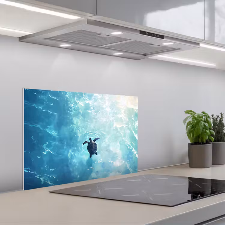 Spatscherm keuken - Schildpad - Zee - Blauw - Schittering — 5