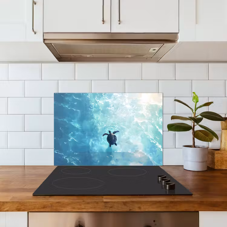 Spatscherm keuken - Schildpad - Zee - Blauw - Schittering — 6