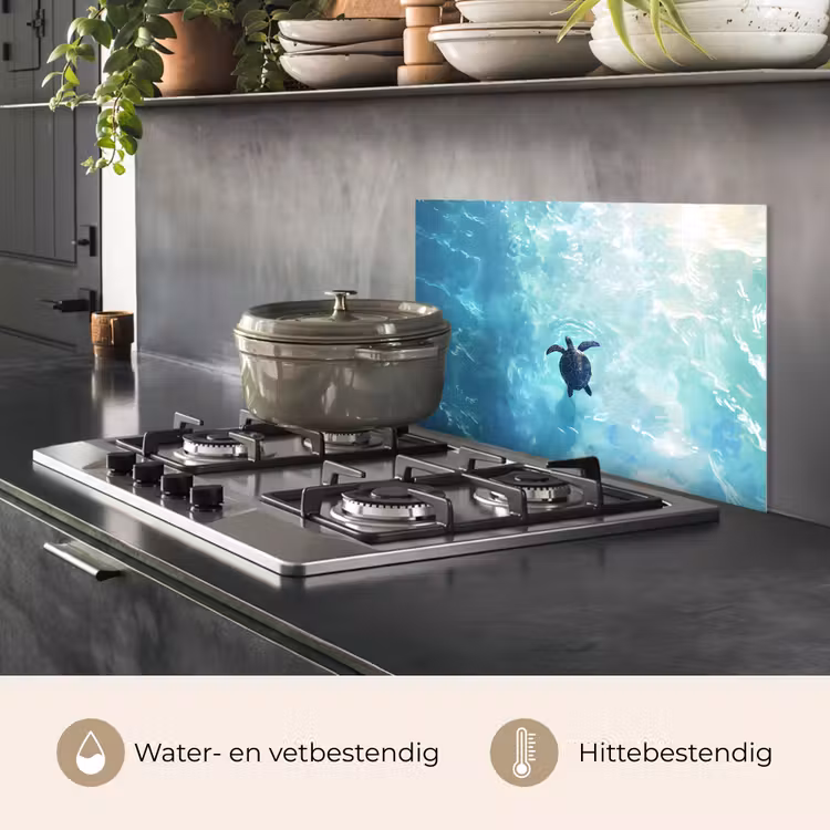 Spatscherm keuken - Schildpad - Zee - Blauw - Schittering — 7