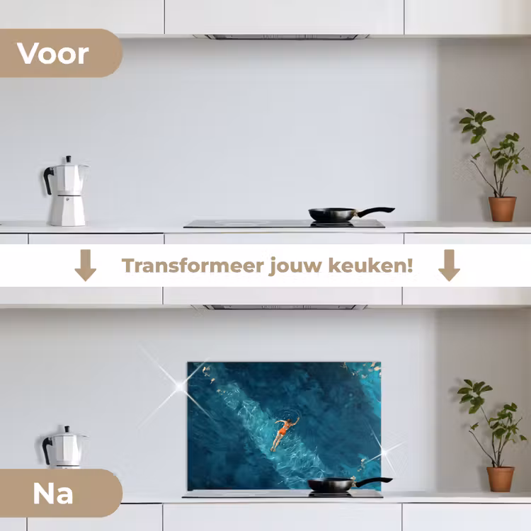 Spatscherm keuken - Vrouw - Water - Bikini - Oranje — 3