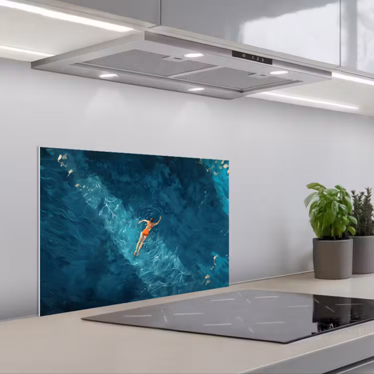 Spatscherm keuken - Vrouw - Water - Bikini - Oranje — 5