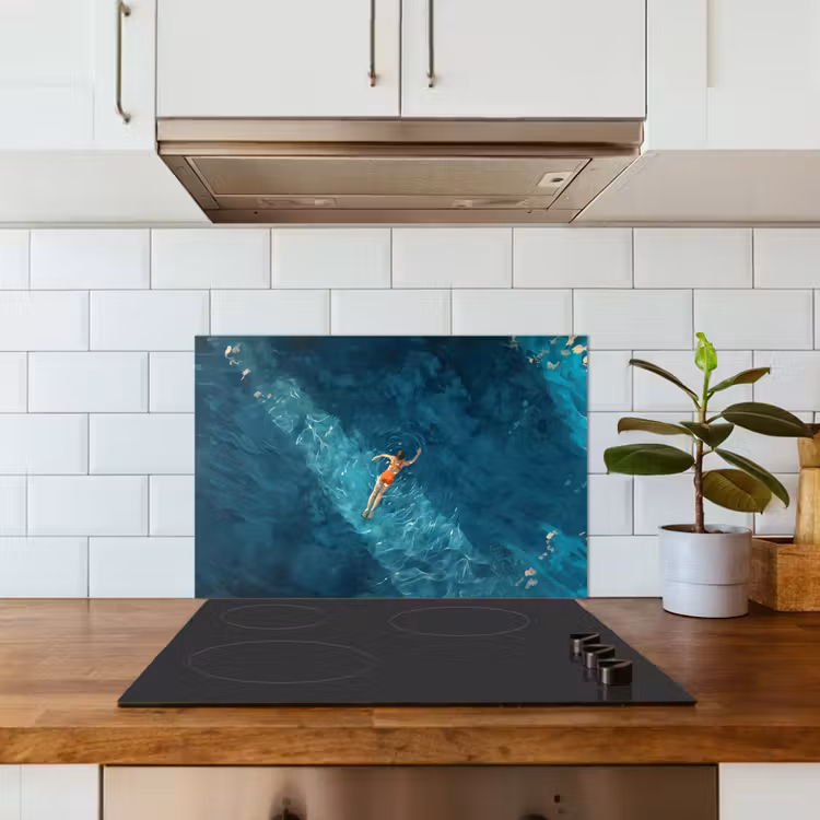 Spatscherm keuken - Vrouw - Water - Bikini - Oranje — 6